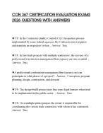CON 367 CERTIFICATION EVALUATION EXAMS 2026 QUESTIONS WITH ANSWERS