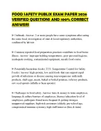 FOOD SAFETY PUBLIX EXAM PAPER 2026 VERIFIED QUESTIONS AND 100% CORRECT ANSWERS