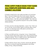 FOOD SAFETY PUBLIX EXAM STUDY GUIDE 2026 COMPLETE QUESTIONS AND 100% CORRECT SOLUTIONS
