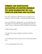FORENSIC AND INVESTIGATIVE ACCOUNTING 9TH EDITION CRUMBLEY TEST BANK EXAMINATION TEST 2026 COMPLETE