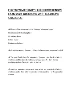FORTIS PN MATERNITY HESI COMPREHENSIVE EXAM 2026 QUESTIONS WITH SOLUTIONS GRADED A+