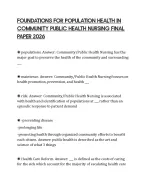 FOUNDATIONS FOR POPULATION HEALTH IN COMMUNITY PUBLIC HEALTH NURSING EXAMINATION TEST 2026