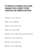 FP1 FINANCIAL PLANNING STUDY GUIDE SUMMARY 100% CORRECT TESTED QUESTIONS AND VERIFIED SOLUTIONS