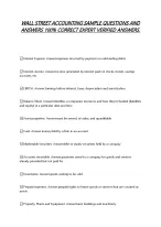 WALL STREET ACCOUNTING SAMPLE QUESTIONS AND ANSWERS 100% CORRECT EXPERT VERIFIED ANSWERS.