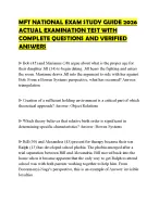 MFT NATIONAL EXAM STUDY GUIDE 2026 ACTUAL EXAMINATION TEST WITH COMPLETE QUESTIONS AND VERIFIED ANS