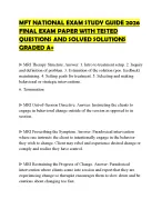 MFT NATIONAL EXAM STUDY GUIDE 2026 FINAL EXAM PAPER WITH TESTED QUESTIONS AND SOLVED SOLUTIONS GRAD