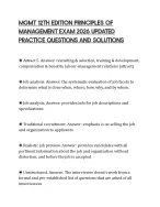 MGMT 12TH EDITION PRINCIPLES OF MANAGEMENT EXAM 2026 UPDATED PRACTICE QUESTIONS AND SOLUTIONS