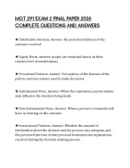 MGT 291 EXAM 2 FINAL PAPER 2026 COMPLETE QUESTIONS AND ANSWERS