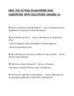 MHA 702 ACTUAL EXAM PAPER 2026 QUESTIONS WITH SOLUTIONS GRADED A+
