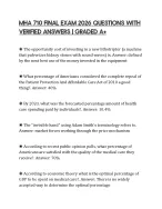 MHA 710 FINAL EXAM 2026 QUESTIONS WITH VERIFIED ANSWERS | GRADED A+