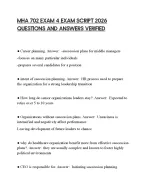 MHA 702 EXAM 4 EXAM SCRIPT 2026 QUESTIONS AND ANSWERS VERIFIED