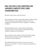 MHA 702 EXAM 6 2026 QUESTIONS AND ANSWERS COMPLETE STUDY GUIDE GUARANTEED PASS