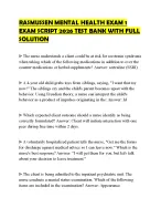 RASMUSSEN MENTAL HEALTH EXAM 1 EXAM SCRIPT 2026 TEST BANK WITH FULL ...