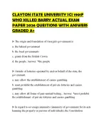CLAYTON STATE UNIVERSITY SCI 1901F WHO KILLED BARRY ACTUAL EXAM PAPER 2026 QUESTIONS WITH ANSWERS G