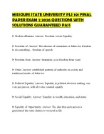 MISSOURI STATE UNIVERSITY PLS 101 FINAL PAPER EXAM 2 2026 QUESTIONS WITH SOLUTIONS GUARANTEED PASS