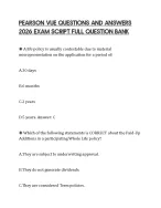 PEARSON VUE QUESTIONS AND ANSWERS 2026 EXAM SCRIPT FULL QUESTION BANK