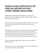 PEARSON VUE REAL ESTATE PRACTICE TEST PAPER 2026 QUESTIONS WITH 100% CORRECT ANSWERS ALREADY PASSED