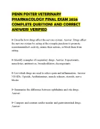 PENN FOSTER VETERINARY PHARMACOLOGY FINAL EXAM 2026 COMPLETE QUESTIONS AND CORRECT ANSWERS VERIFIED