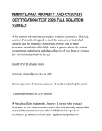PENNSYLVANIA PROPERTY AND CASUALTY CERTIFICATION TEST 2026 FULL SOLUTION VERIFIED