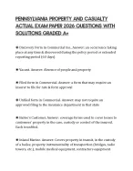 PENNSYLVANIA PROPERTY AND CASUALTY ACTUAL EXAM PAPER 2026 QUESTIONS WITH SOLUTIONS GRADED A+