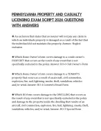 PENNSYLVANIA PROPERTY AND CASUALTY LICENSING EXAM SCRIPT 2026 QUESTIONS WITH ANSWERS