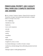 PENNSYLVANIA PROPERTY AND CASUALTY FINAL PAPER 2026 COMPLETE QUESTIONS AND ANSWERS