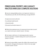 PENNSYLVANIA PROPERTY AND CASUALTY PRACTICE PAPER 2026 COMPLETE SOLUTIONS