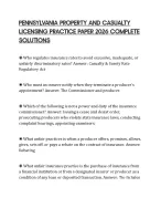 PENNSYLVANIA PROPERTY AND CASUALTY LICENSING PRACTICE PAPER 2026 COMPLETE SOLUTIONS
