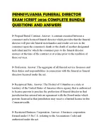 PENNSYLVANIA FUNERAL DIRECTOR EXAM SCRIPT 2026 COMPLETE BUNDLE QUESTIONS AND ANSWERS