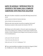 MATH 110 MODULE 7 INTRODUCTION TO STATISTICS TEST BANK 2026 COMPLETE ...