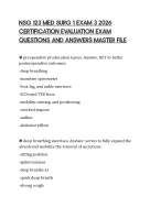 NSG 123 MED SURG 1 EXAM 3 2026 CERTIFICATION EVALUATION EXAM QUESTIONS ...