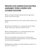 SERVSAFE FOOD HANDLER EXAM 2026 FINAL ASSESSMENT TESTED CONTENT WITH ...