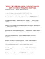 NBME PSYCHIATRY SHELF EXAM QUESTIONS WITH CORRECT ANSWERS 20252026.