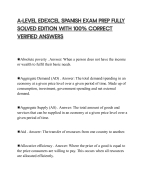 A-LEVEL EDEXCEL SPANISH EXAM PREP FULLY SOLVED EDITION WITH 100% CORRECT VERIFIED ANSWERS
