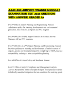 AAAE ACE AIRPORT FINANCE MODULE 1 EXAMINATION TEST 2026 QUESTIONS WITH ANSWERS GRADED A+