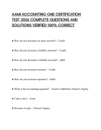 AAMI ACCOUNTING ONE CERTIFICATION TEST 2026 COMPLETE QUESTIONS AND SOLUTIONS VERIFIED 100% CORRECT
