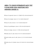 ABEKA 7TH GRADE INTERMEDIATE MATH TEST 9 EXAM PAPER 2026 QUESTIONS WITH ANSWERS GRADED A+