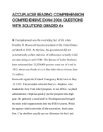 ACCUPLACER READING COMPREHENSION COMPREHENSIVE EXAM 2026 QUESTIONS WITH SOLUTIONS GRADED A+