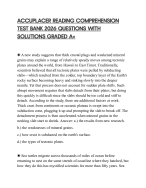 ACCUPLACER READING COMPREHENSION TEST BANK 2026 QUESTIONS WITH SOLUTIONS GRADED A+