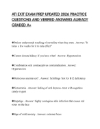 ATI EXIT EXAM PREP UPDATED 2026 PRACTICE QUESTIONS AND VERIFIED ANSWERS ALREADY GRADED A+