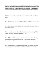 BMW MEMBERS COMPREHENSIVE EXAM 2026 QUESTIONS AND ANSWERS 100% CORRECT