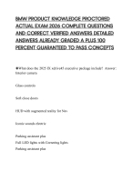 BMW PRODUCT KNOWLEDGE PROCTORED ACTUAL EXAM 2026 COMPLETE QUESTIONS AND CORRECT  ANSWERS