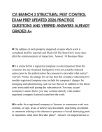 CA BRANCH 3 STRUCTURAL PEST CONTROL EXAM PREP UPDATED 2026 PRACTICE QUESTIONS AND VERIFIED ANSWERS