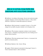 HESI A2 V2 ACTUAL EXAM PAPER 2026 QUESTIONS WITH SOLUTIONS GRADED A+