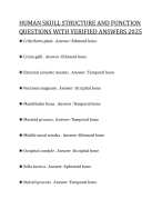 HUMAN SKULL STRUCTURE AND FUNCTION QUESTIONS WITH VERIFIED ANSWERS 2025