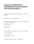 IB BIOLOGY CLASSIFICATION KEY COMPREHENSIVE EXAM 2026 QUESTIONS WITH SOLUTIONS GRADED A+