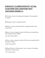 IB BIOLOGY CLASSIFICATION KEY ACTUAL EXAM PAPER 2026 QUESTIONS WITH SOLUTIONS GRADED A+