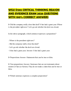 WGU D265 CRITICAL THINKING REASON AND EVIDENCE EXAM 2026 QUESTIONS WITH 100% CORRECT ANSWERS