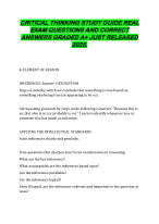 CRITICAL THINKING STUDY GUIDE REAL EXAM QUESTIONS AND CORRECT ANSWERS GRADED A+