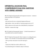 DIFFERENTIAL DIAGNOSIS FINAL COMPREHENSIVE EXAM 2026 QUESTIONS WITH VERIFIED ANSWERS